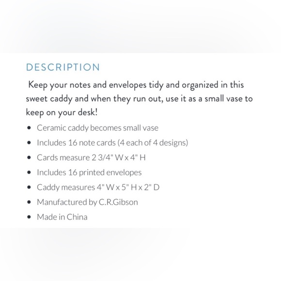 Molly Hatch for CR Gibson. Ceramic Vase with Floral Notecards. - Picture 8 of 8